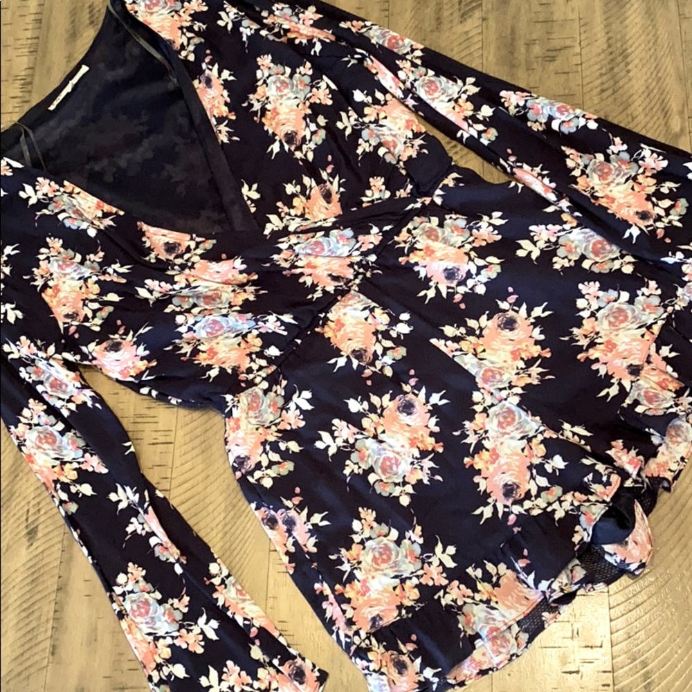 Floral blue romper